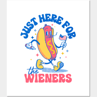 Hot Dog I'm Just Here For The Wieners Funny Fourth of July Posters and Art